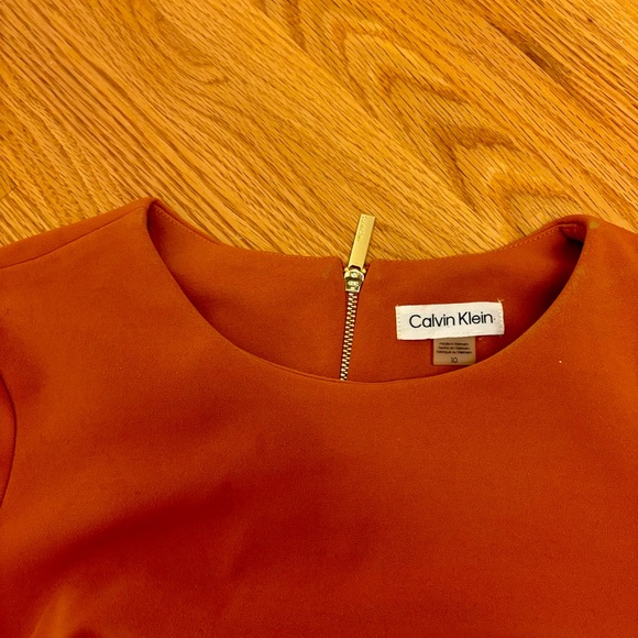 Calvin Klein Women’s Dress Gold Size 10 Shift short tulip live sleeve - Picture 7 of 10